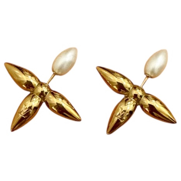 Louis Vuitton Louisette Macro Gold & Pearl Earrings - Picture 6 of 13